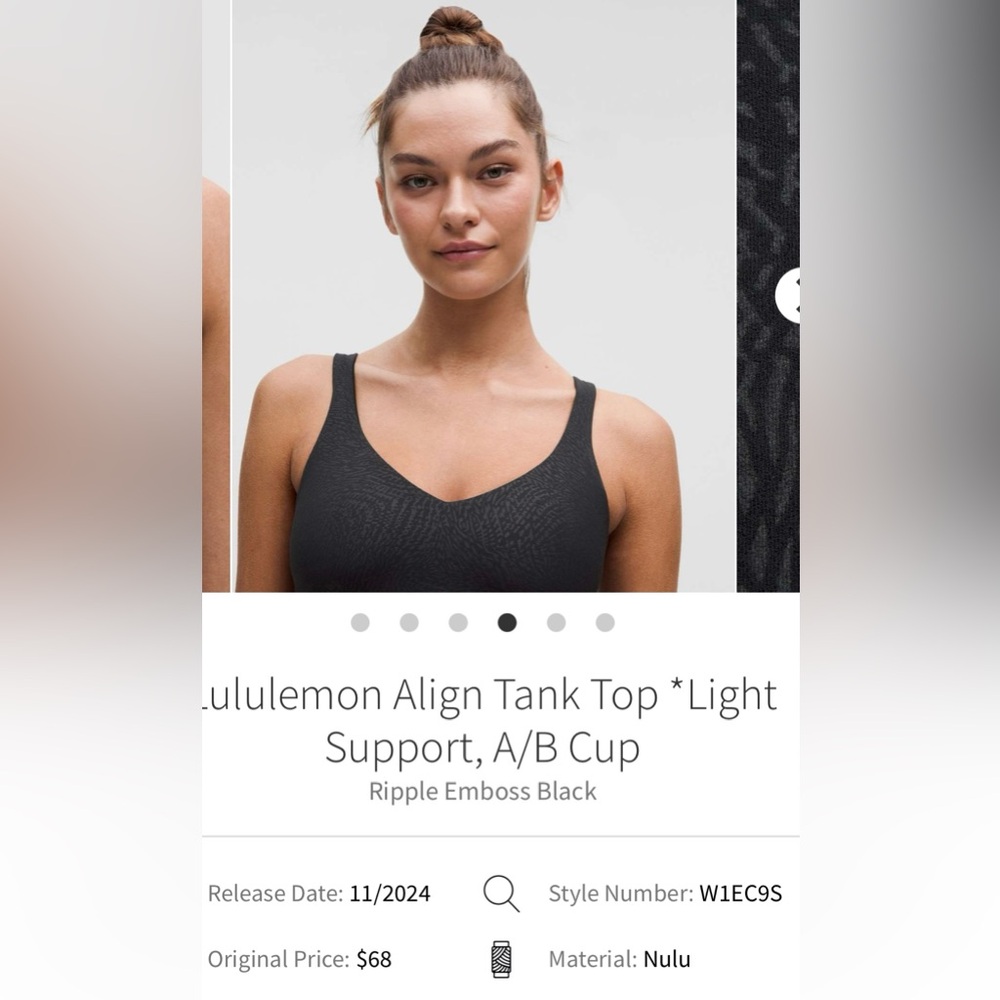 NWT Lululemon Align Tank Top Light Support A/B Cup Size 4 Ripple emboss Black - Picture 5 of 12